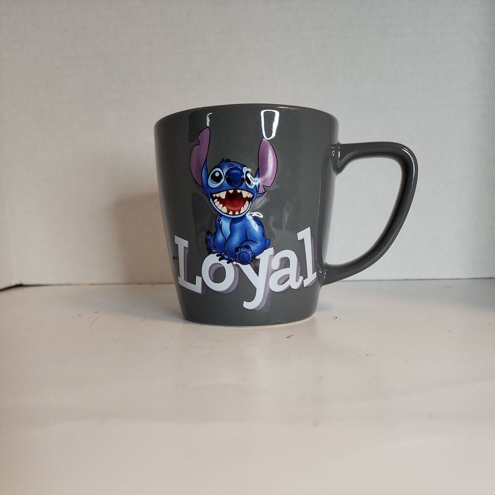 Disney Parks Lilo and Stitch 12oz Loyal Brave Coffee Mug Cup Grey Purple